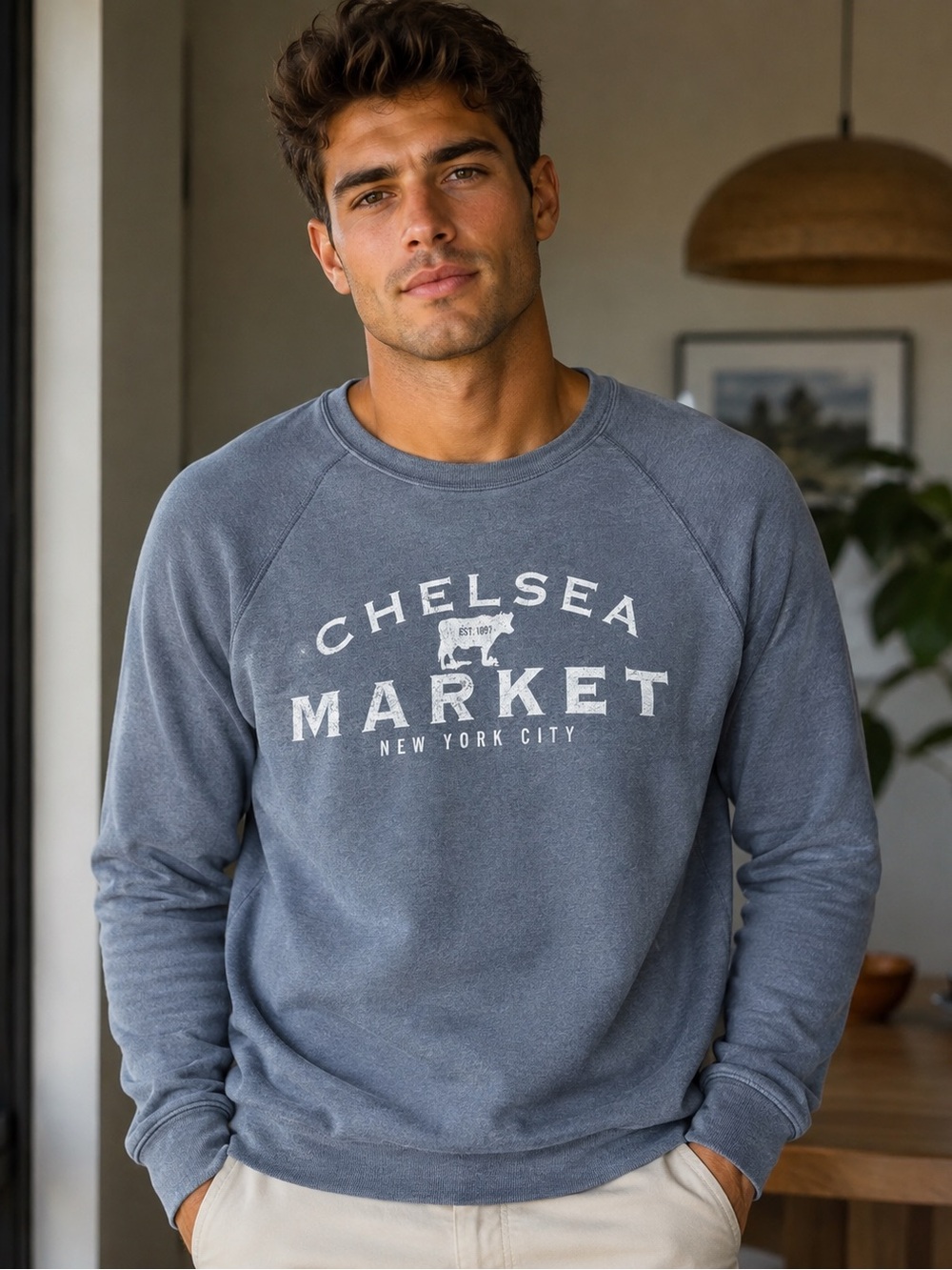Alternative Heather Navy Chelsea Market Graphic Sweatshirt